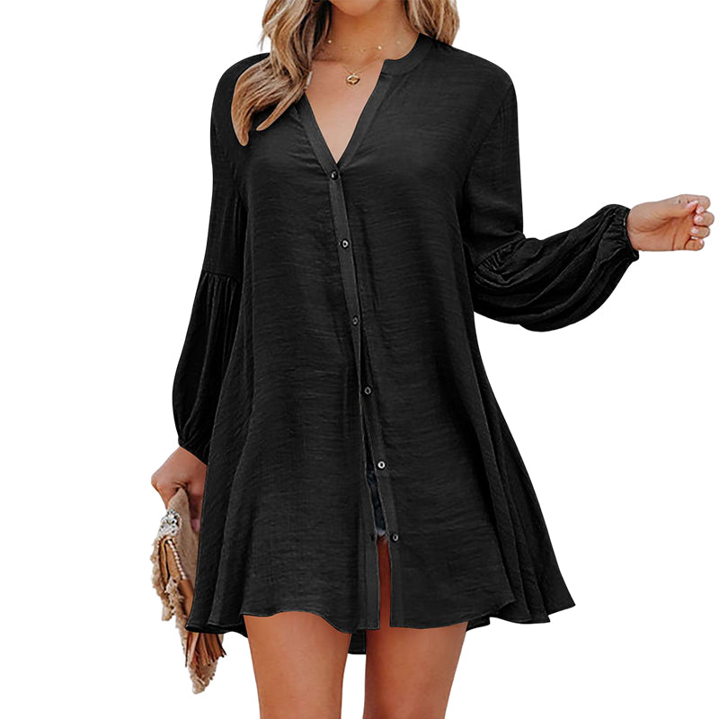 Solid Panel Button-Up Shirt