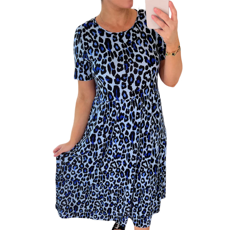 Leopard Print Tiered Midi Dress