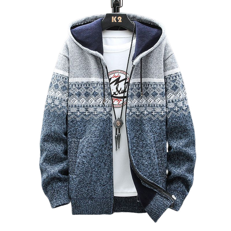 Hooded Cardigan Knitted Sweater