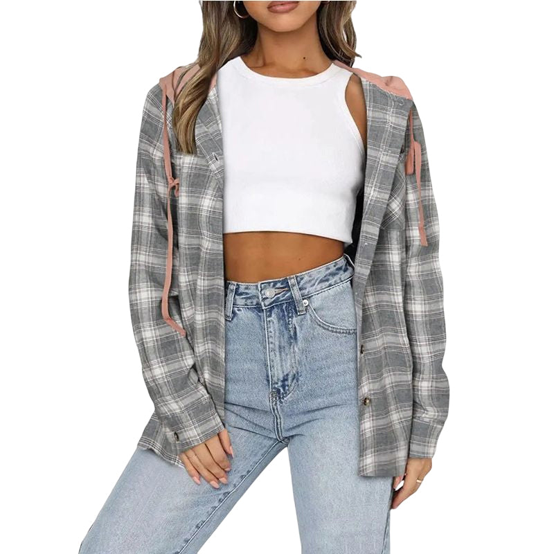 Hooded Buttoned Casual Shirt Jacket