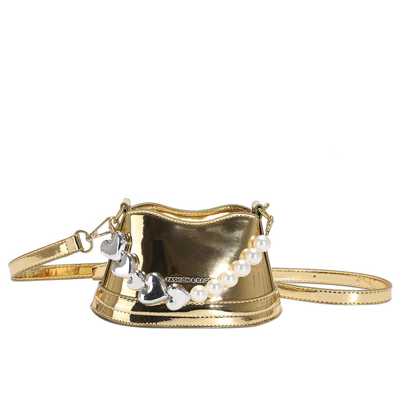 Mirror Laser Diagonal Pearl Handbag