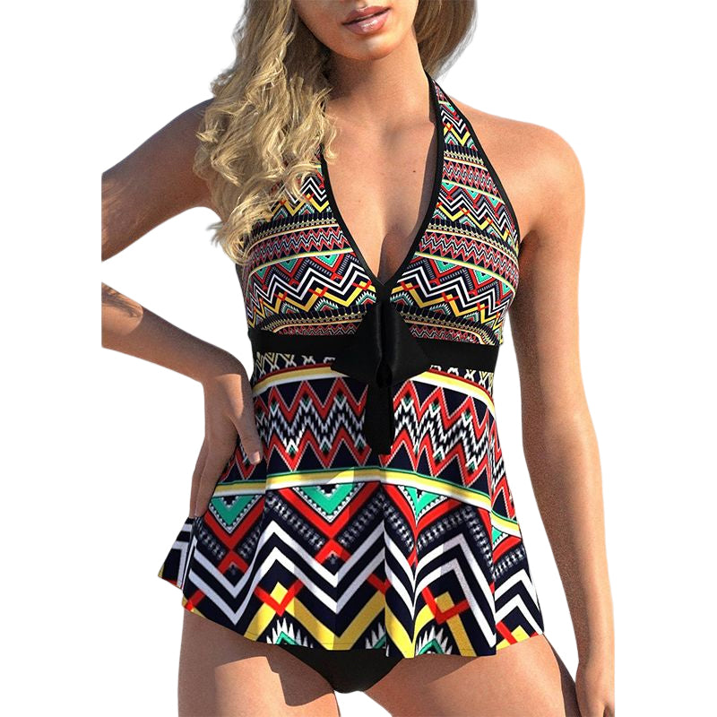 Printed Conservative Tankini Swimsuit