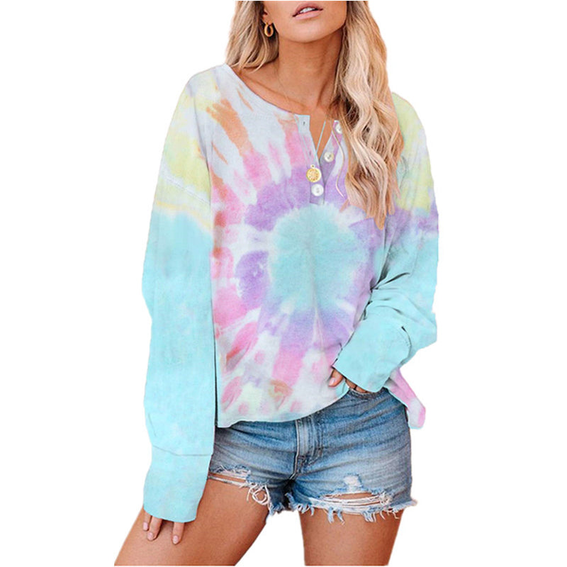 Printed Button Long Sleeve T-Shirt