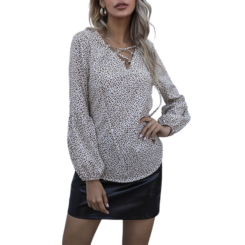 Leopard V-Neck Loose Shirt