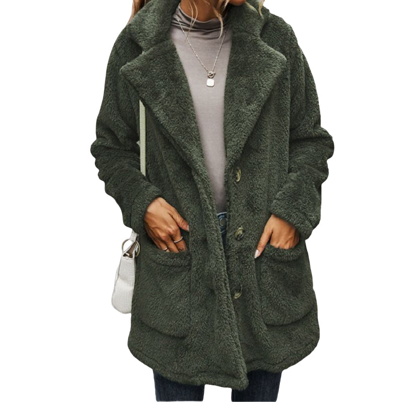 Thickened Plush Coat With Lapels