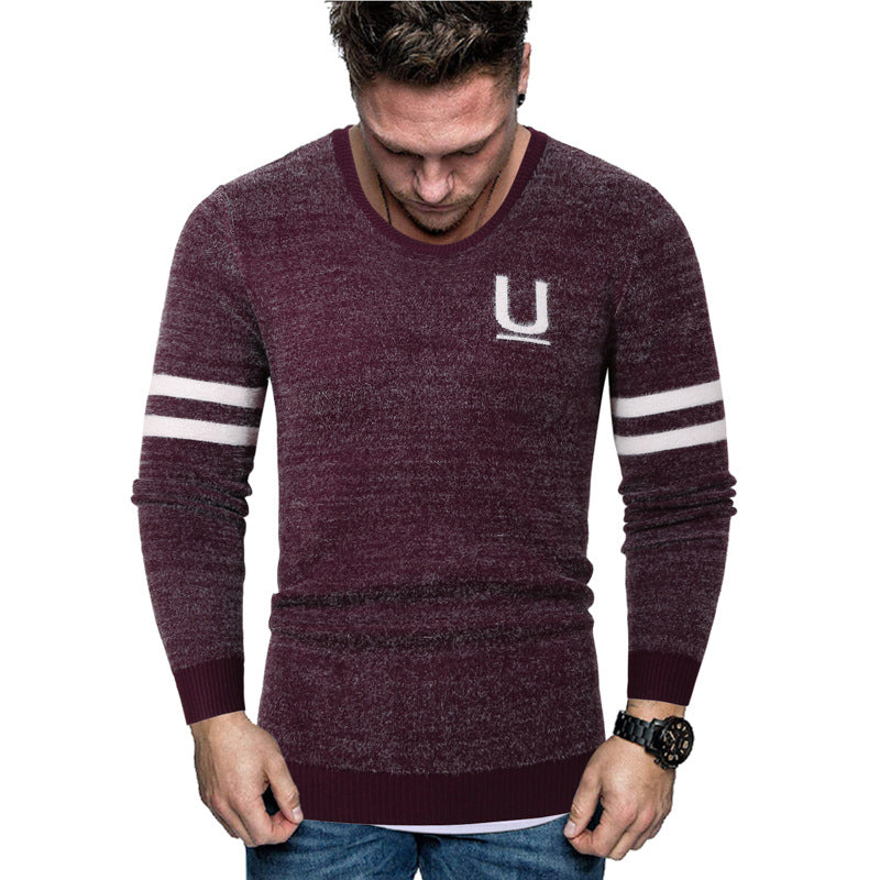 Men's Striped Letter Sweater