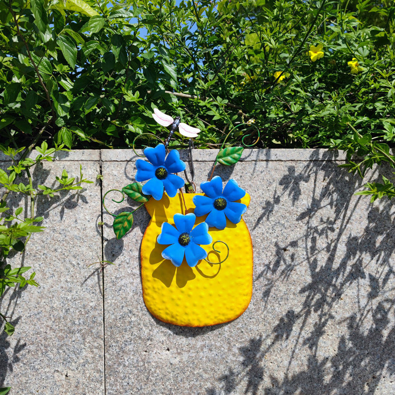 Hand-Painted Wrought Iron Vase