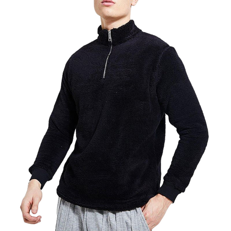Mens Fuzzy Sherpa Pullover Long Sleeve Sweatshirts