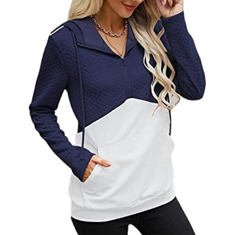 Hooded Zip-panel Contrast Pocket Sweatshirt