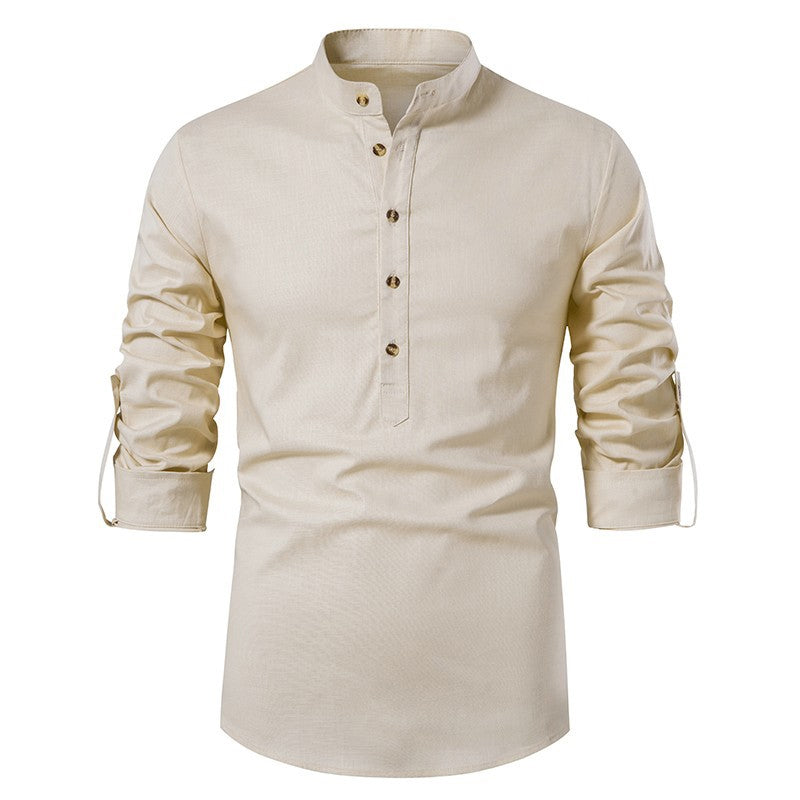 Linen Long Sleeve Cotton Slim Fit Shirt