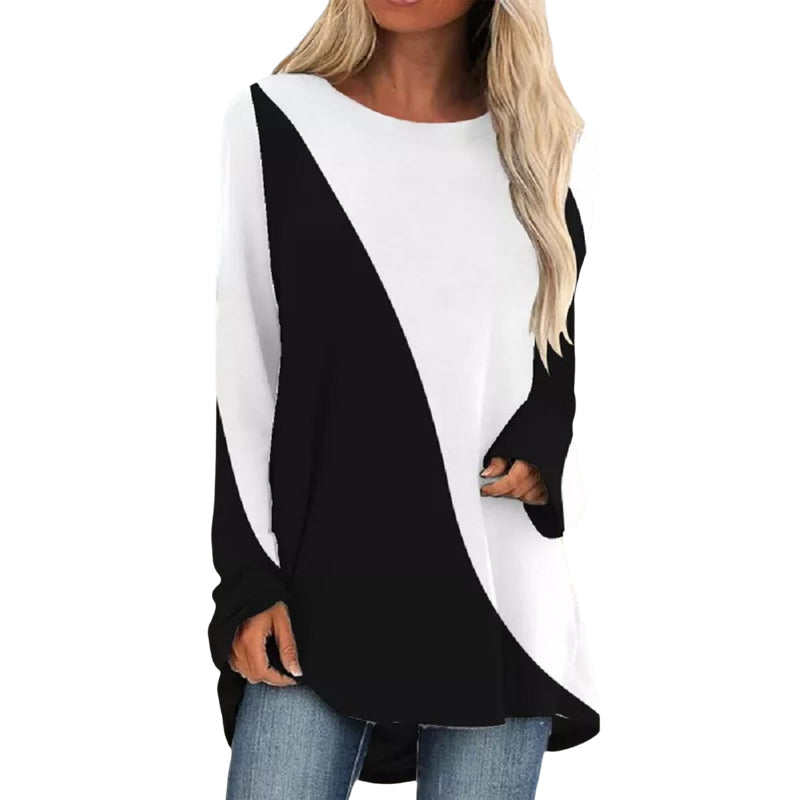 Long Sleeve Round Neck Colorful T-Shirt