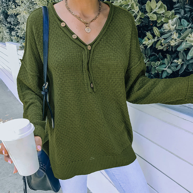 V-neck Loose Long-sleeve Sweater