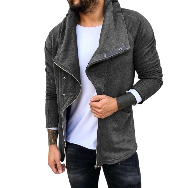 Solid Hooded Long Sleeve Jacket