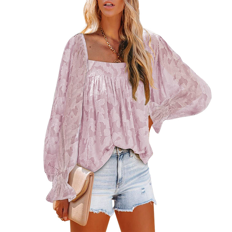 Womens Long Sleeve Tops Square Neck