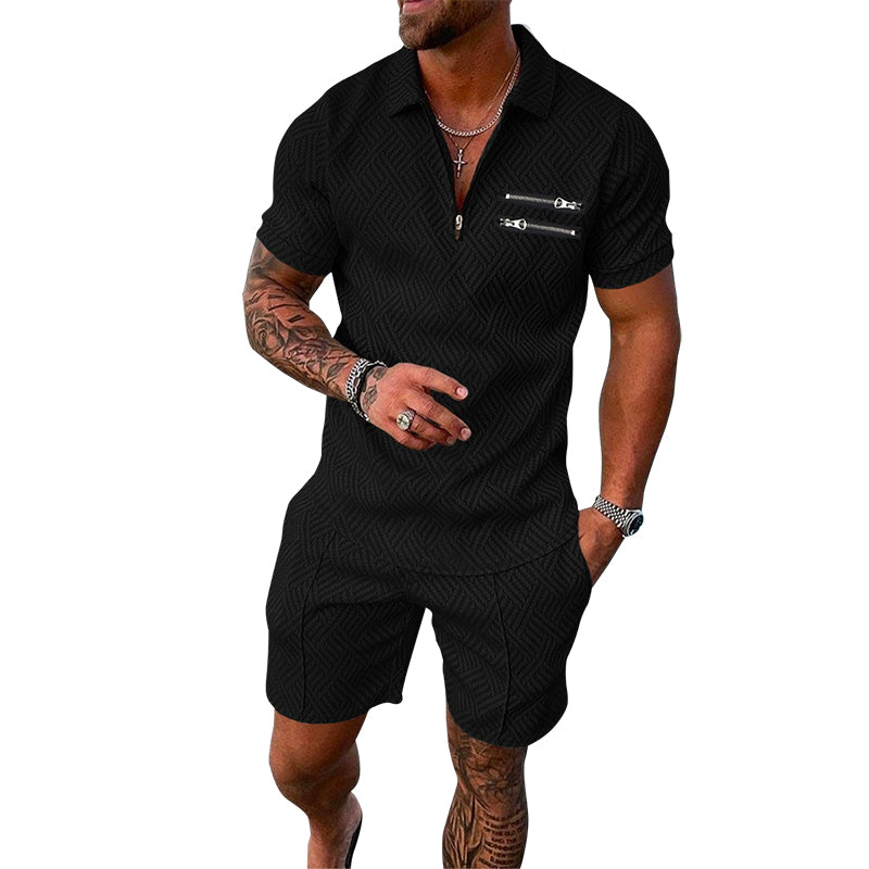 Men's Casual Printed Polo Suit