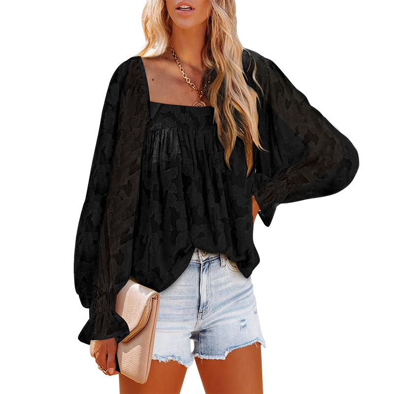 Womens Long Sleeve Tops Square Neck