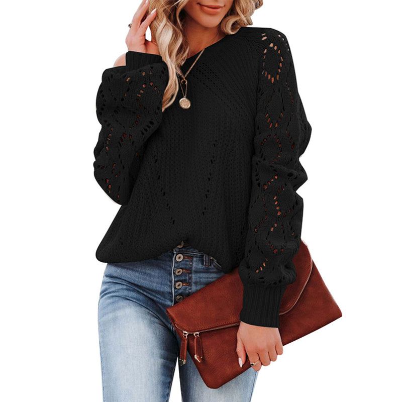 Women's Solid Color Loose Crew Neck Sweater