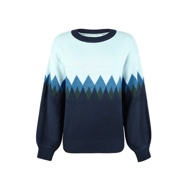 Diamond Check Contrast Knit Sweater