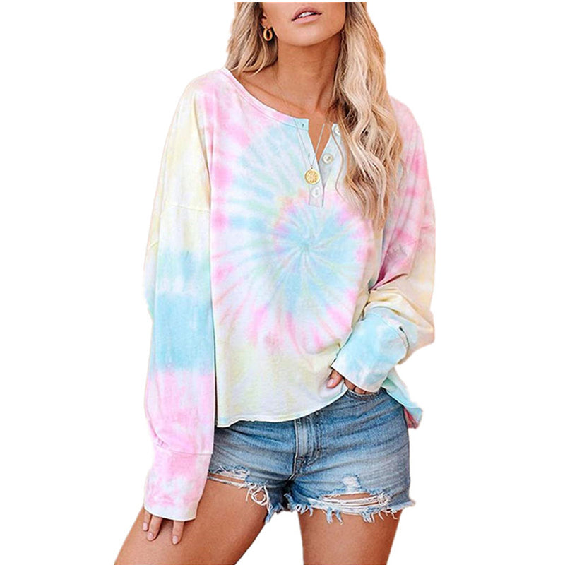 Printed Button Long Sleeve T-Shirt