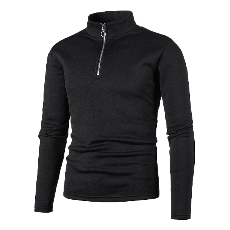 Men's Placket Zip Design Solid Color Turtleneck Jacket