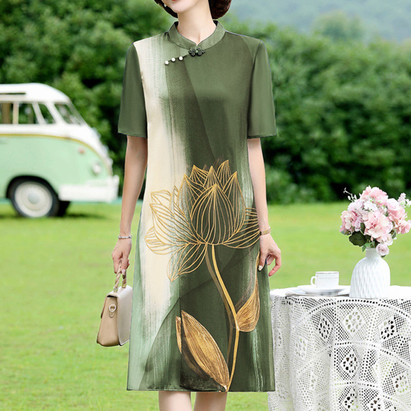 Retro Printing Temperament Chiffon Skirt