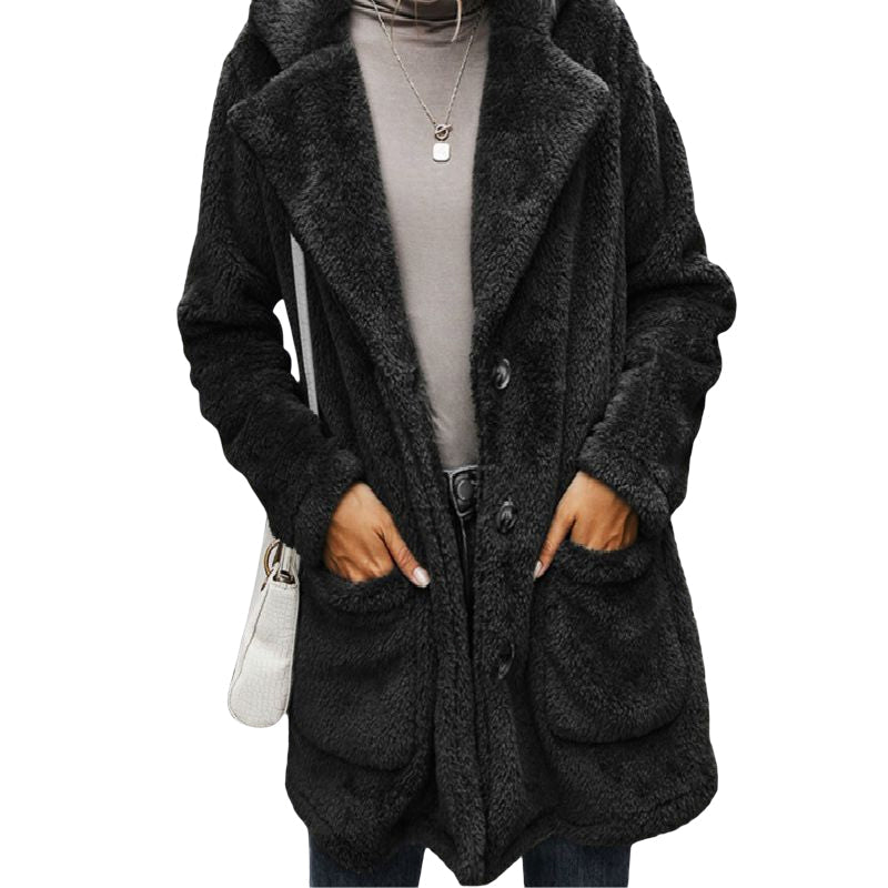 Thickened Plush Coat With Lapels