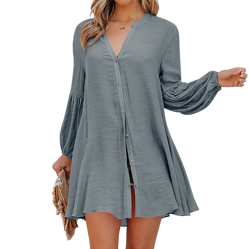 Solid Panel Button-Up Shirt