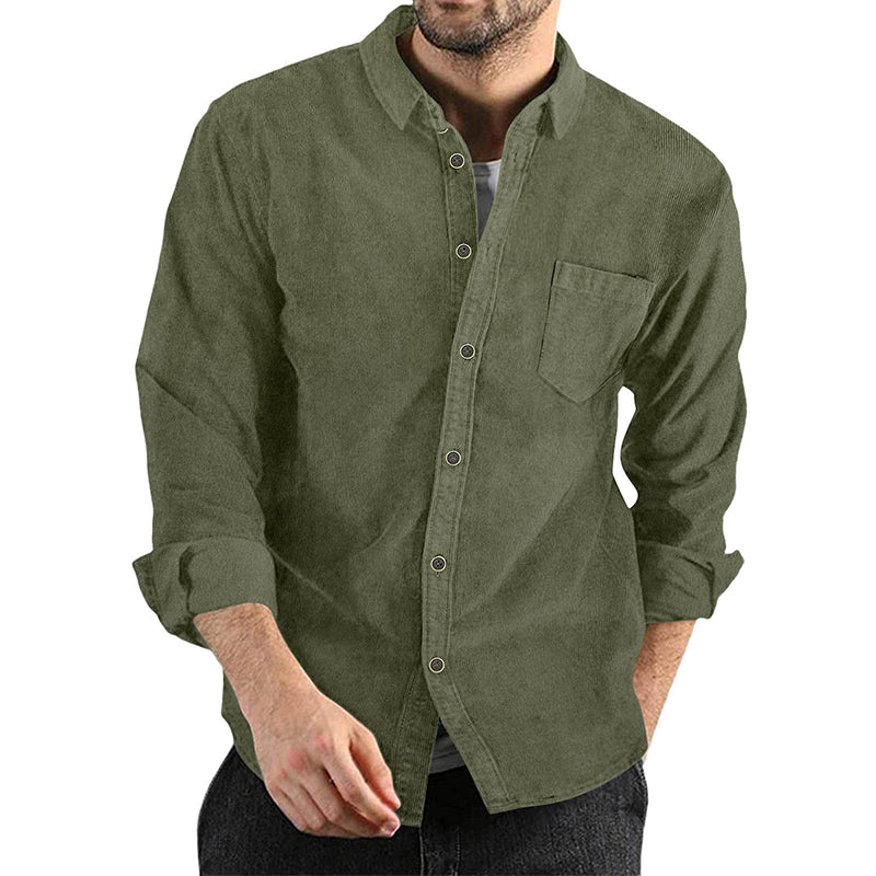 Men's Long Sleeve Casual Vintage Pocket Shirt