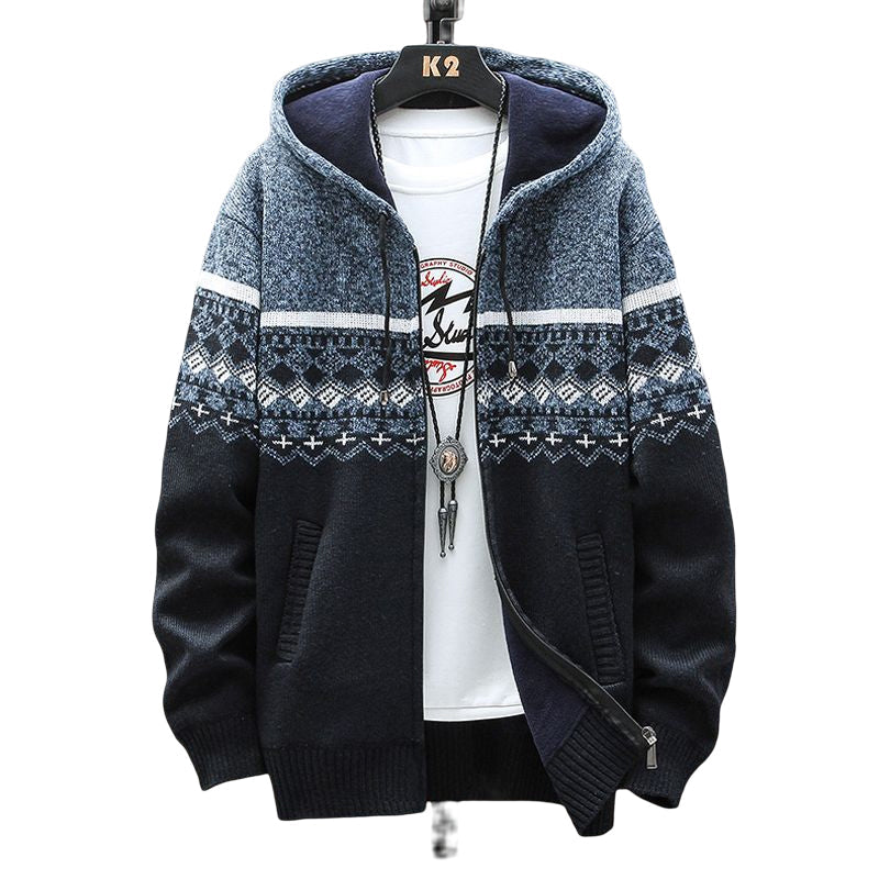 Hooded Cardigan Knitted Sweater