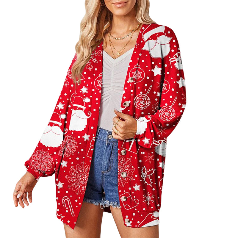 Christmas Button Cardigan Jacket