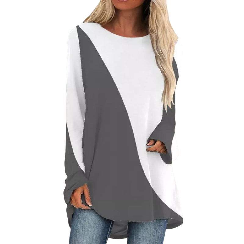 Long Sleeve Round Neck Colorful T-Shirt