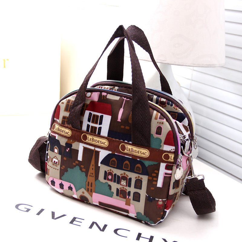 NYLON SHOULDER BAG WITH FLORAL PRINT