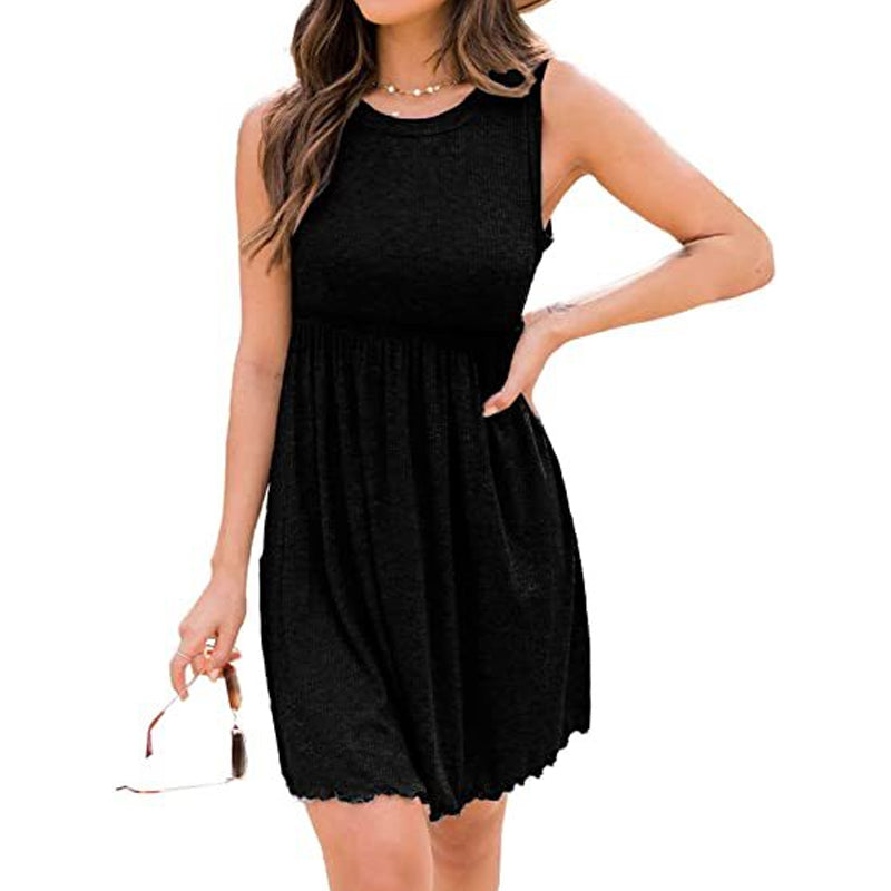 Knit High Waist Pleated Tank Dress