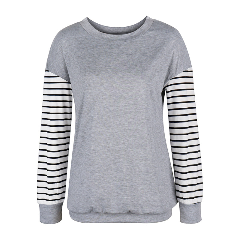 Solid Color Round Neck Long Sleeve T-Shirt