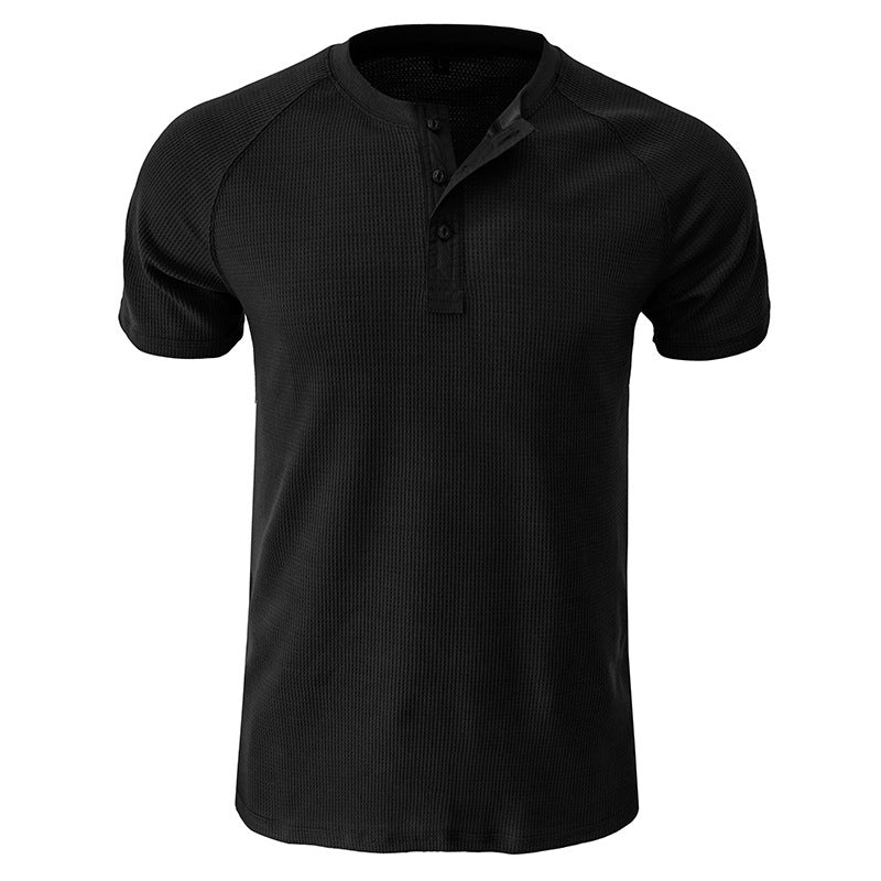 Plain Henley Short Sleeve T-Shirt