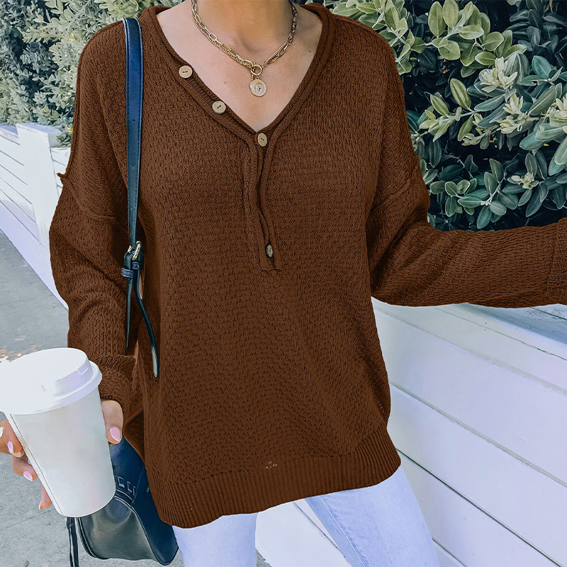 V-neck Loose Long-sleeve Sweater