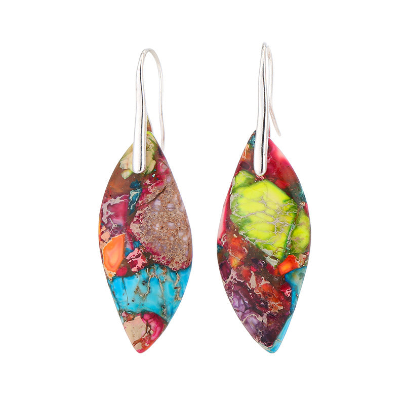 Leaf Shape Natural Stone Drop Earrings