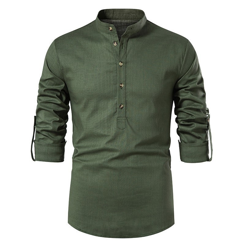 Linen Long Sleeve Cotton Slim Fit Shirt