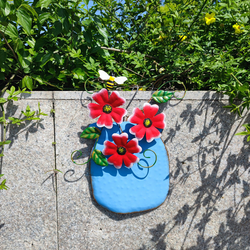 Hand-Painted Wrought Iron Vase
