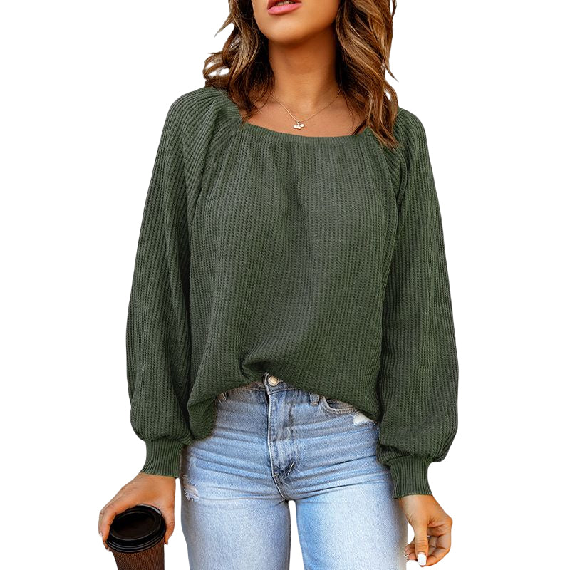 Square Neck Puff Sleeve Sweater