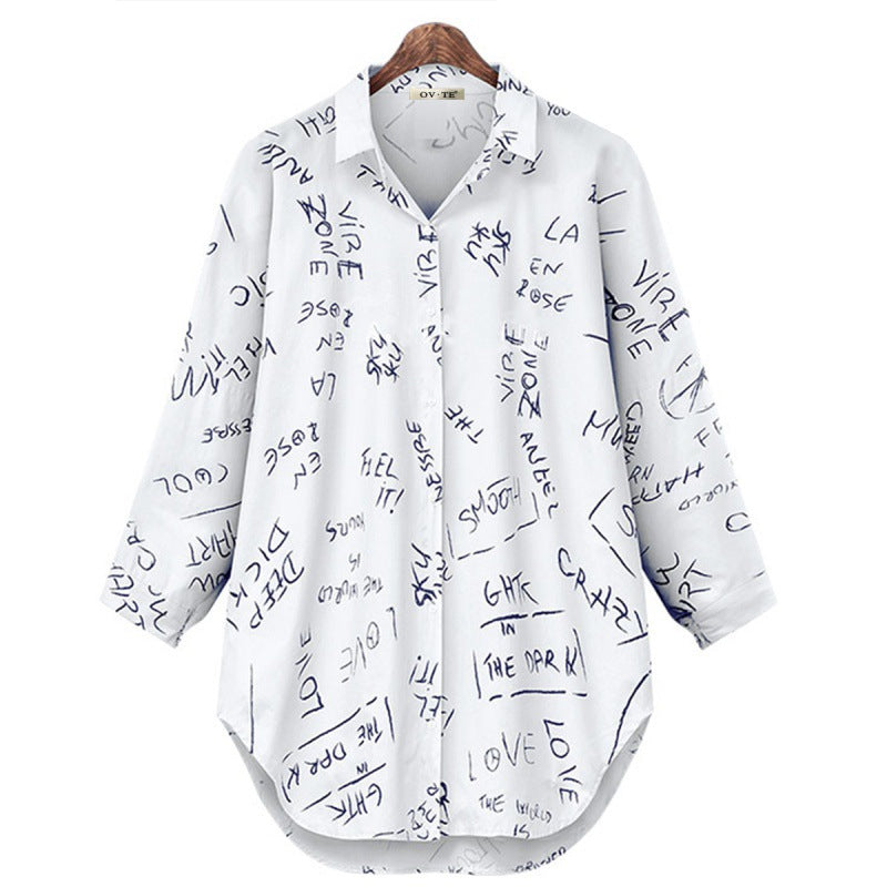 Long Sleeve Blouse With Letter Print