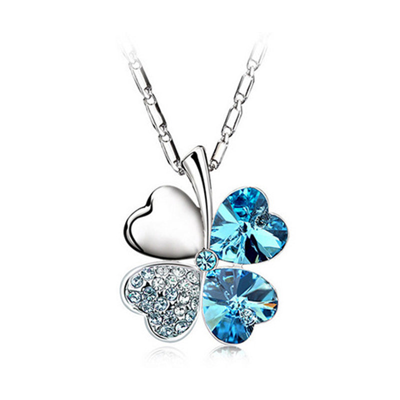 Lucky Four-leaf Clover Crystal Necklace