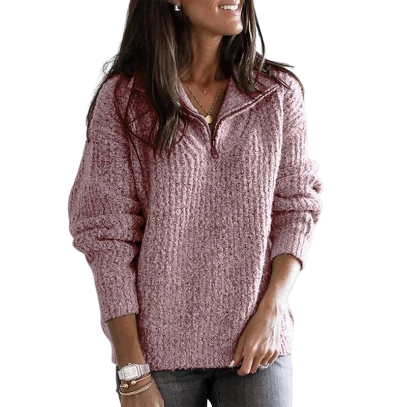 Zip-up Long-sleeve Sweater