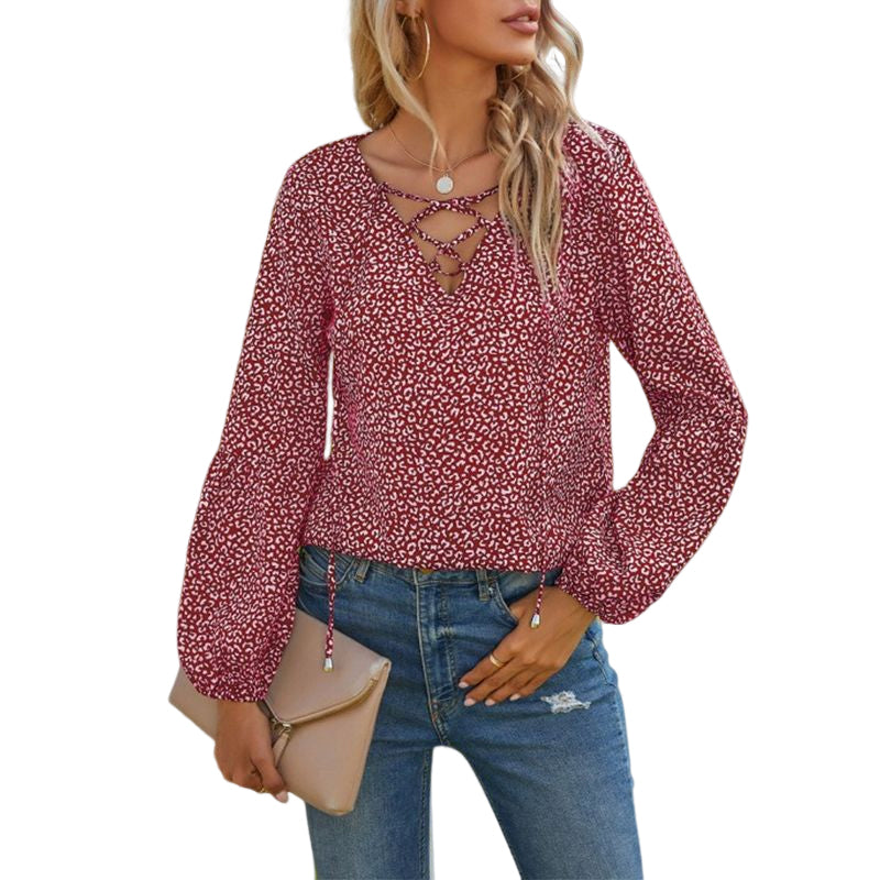 Leopard V-Neck Loose Shirt