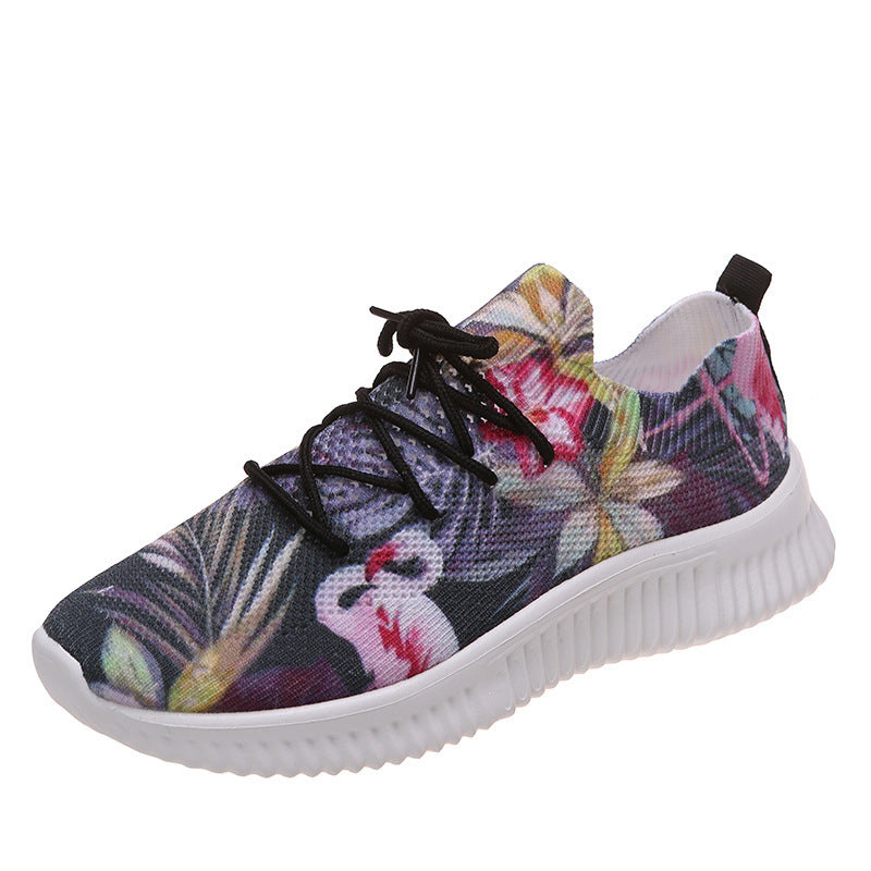 Printed Lace-Up Sneakers