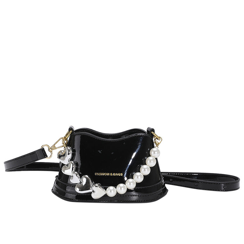 Mirror Laser Diagonal Pearl Handbag