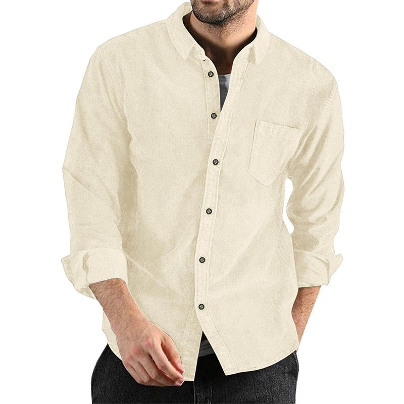 Men's Long Sleeve Casual Vintage Pocket Shirt