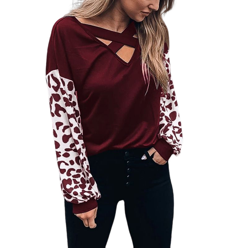 CROSSED LEOPARD PRINT T-SHIRT
