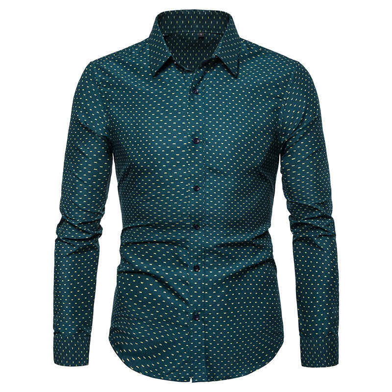 Men's Slim Floral Long Sleeve Shirt