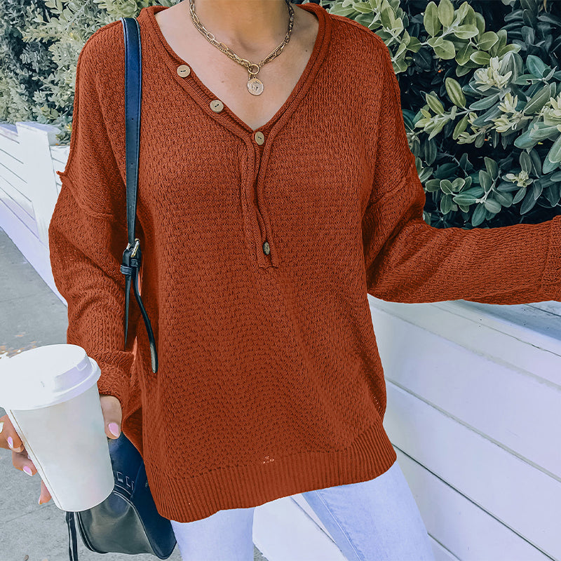 V-neck Loose Long-sleeve Sweater